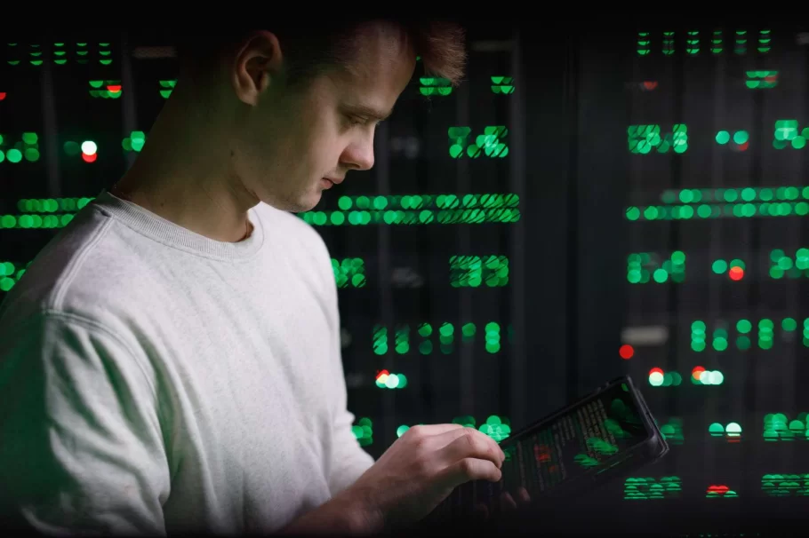 Man in front of server